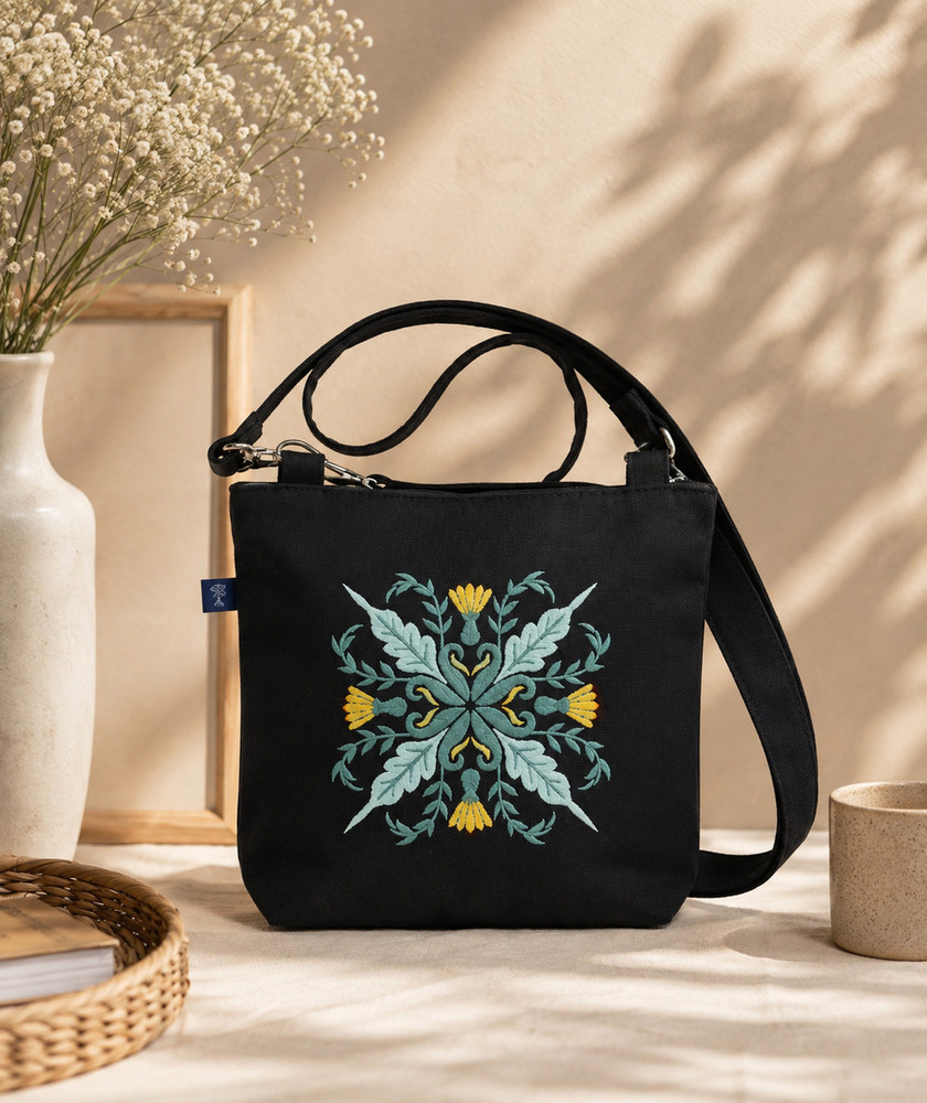 Multicolor Embroidered Cotton Tote Bags