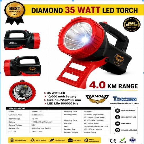Diamond 35 Watt LED Rechargeable Torch