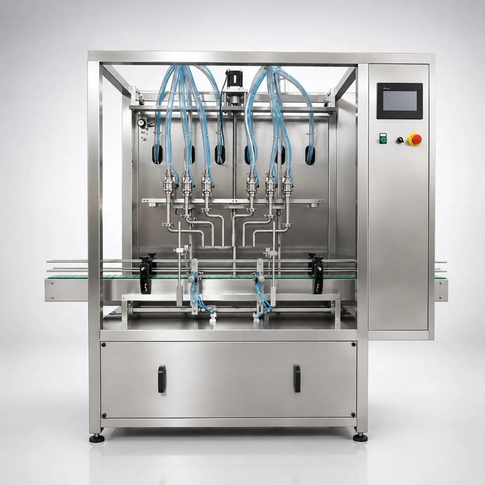 Automatic 6 Head Servo Paint Filling Machine - Stainless Steel, 1300 X 1250 X 1600 Mm, Silver | High Efficiency, Low Noise, Eco-friendly, Plc Control, Automatic Operation