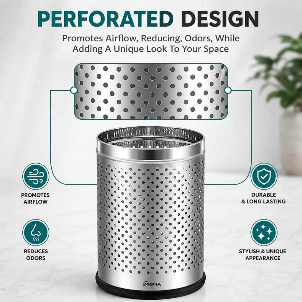 Open Tope Stainless Steel Perforated Dustbin