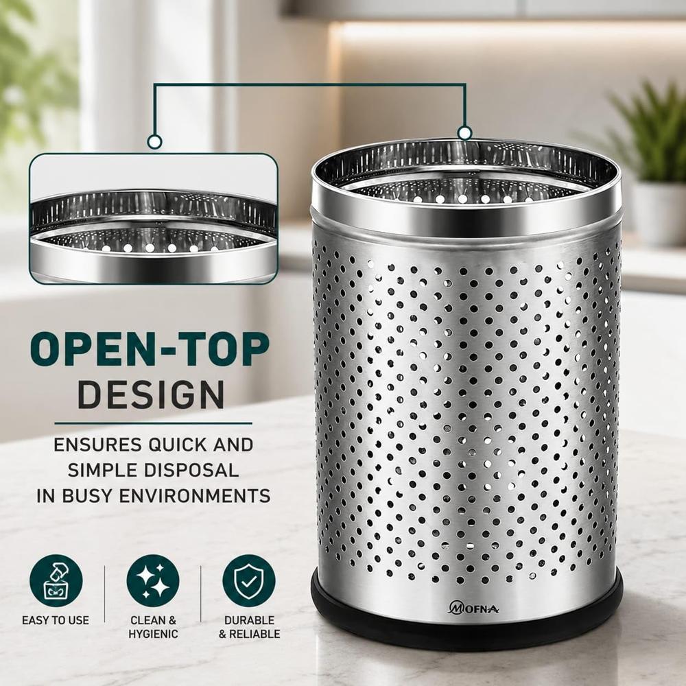 Open Tope Stainless Steel Perforated Dustbin
