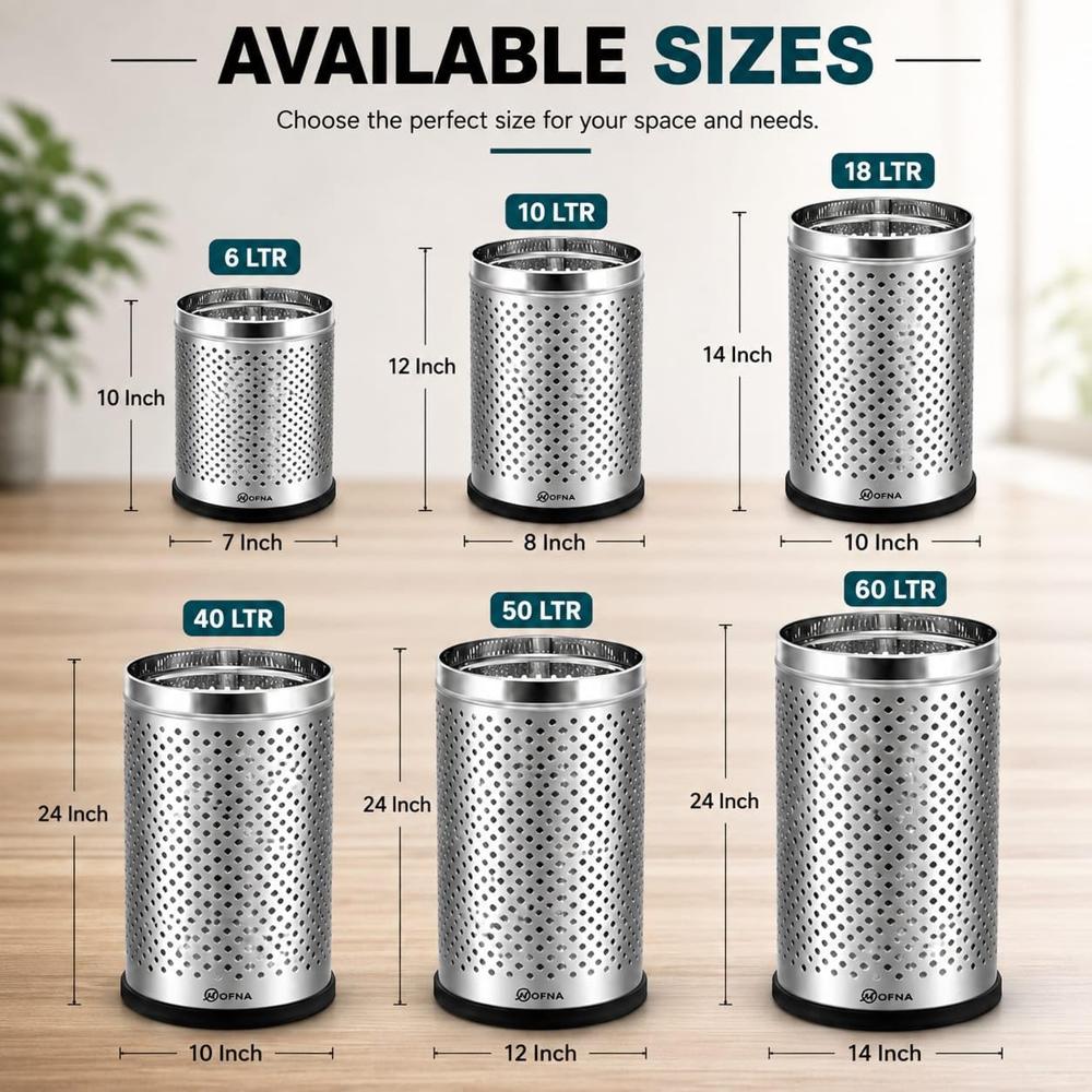 Open Tope Stainless Steel Perforated Dustbin