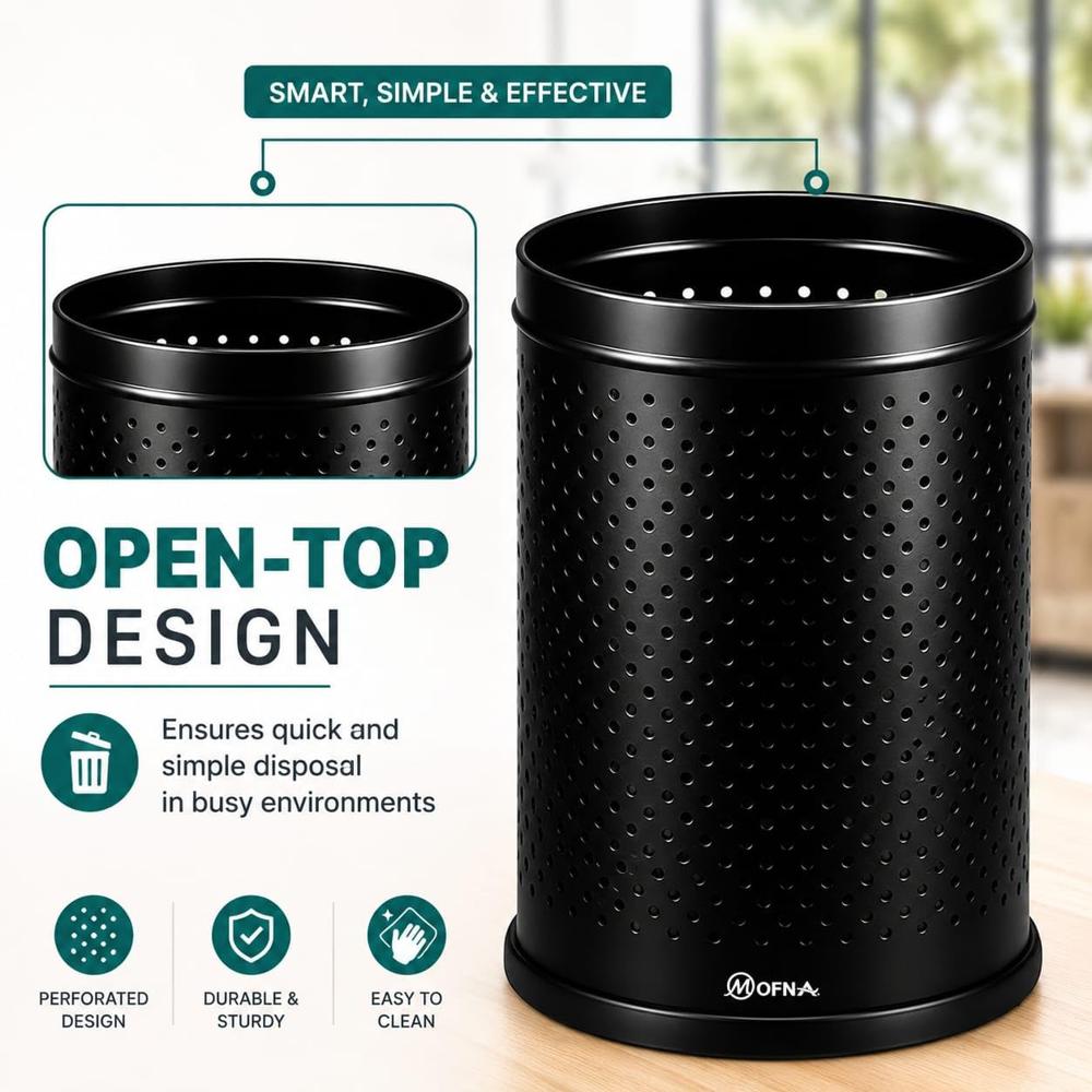 Mofna Stainless Steel Black Perforated Bin