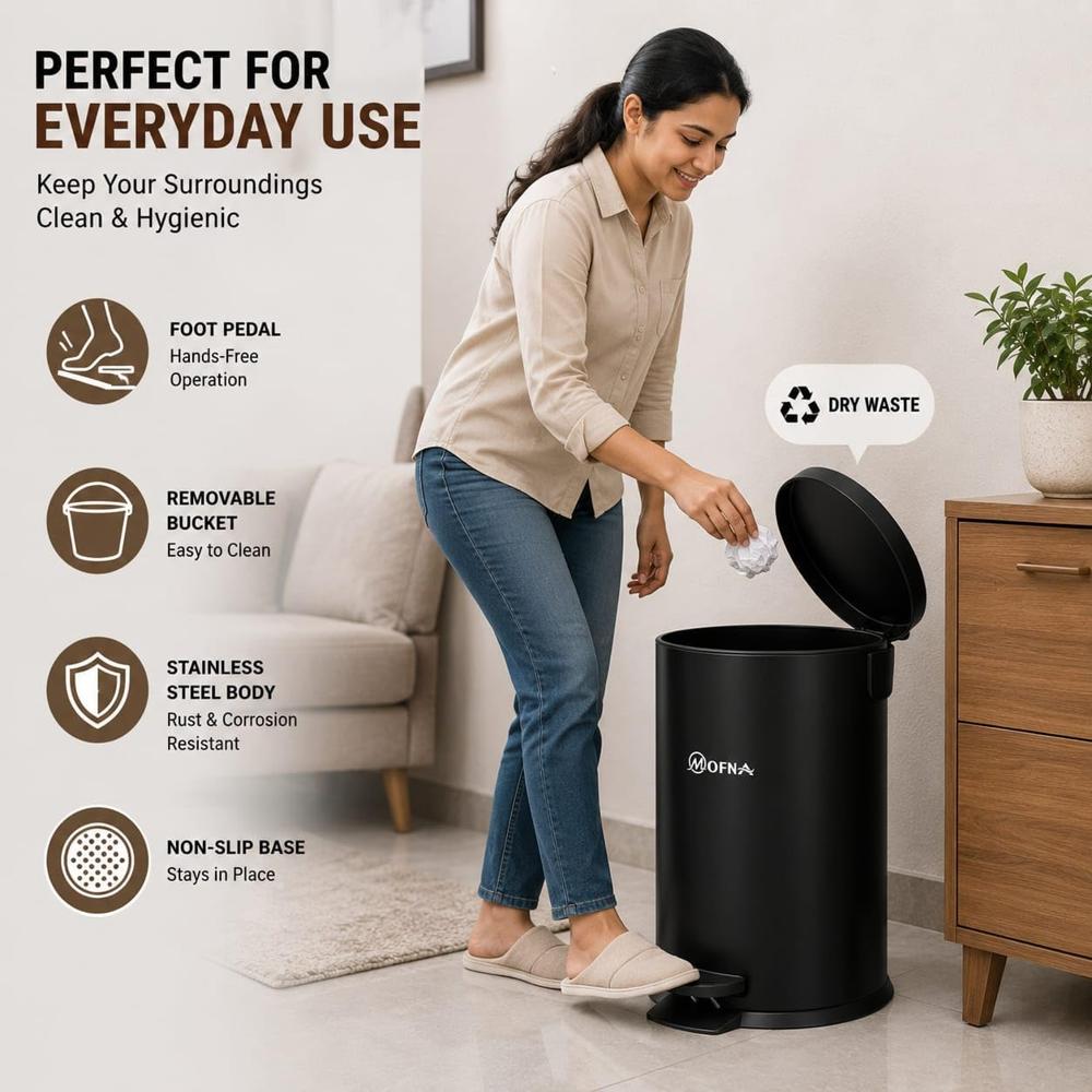 SS Black Pedal Bin