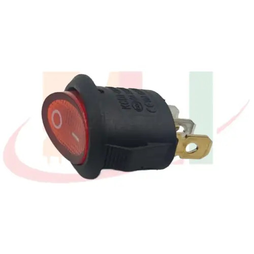 Oval Rocker Switch 3 Pin Red Light On Off, SPST