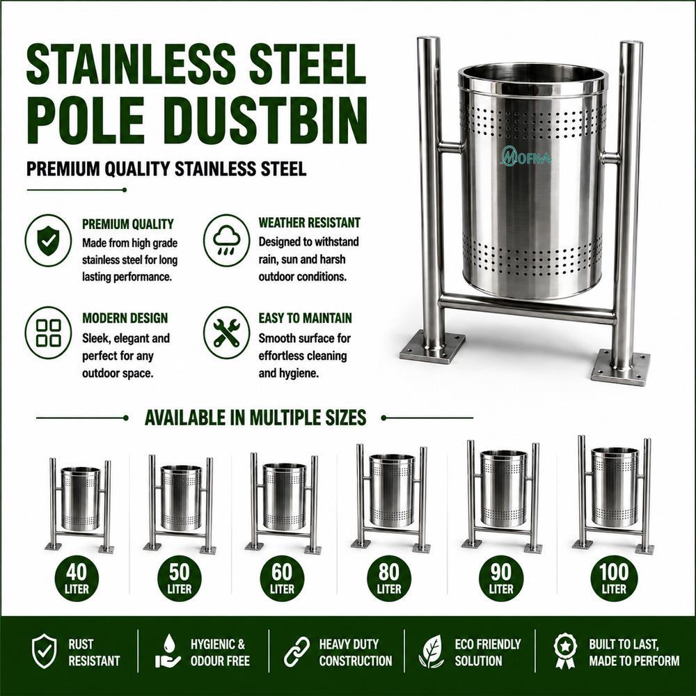 Stainless Steel Hanging Single Pole Dustbin