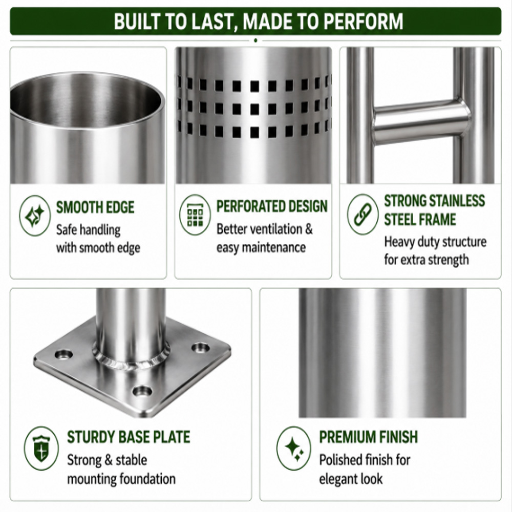 Stainless Steel Hanging Single Pole Dustbin