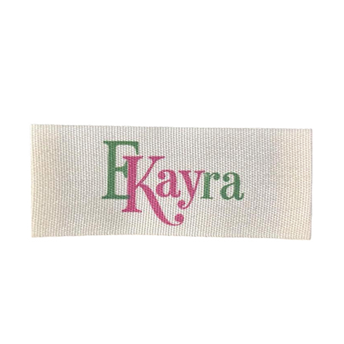 High Quality Garments Labels - Color: Off-white/beige With Grey And Pink Accents