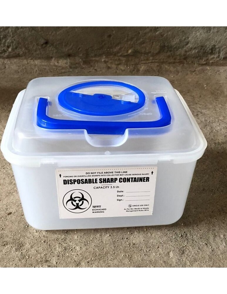 Disposable Sharp Container - Durable Plastic, Various Sizes Available , Square-shaped , Sterilized For Safe Chemical Waste Disposal
