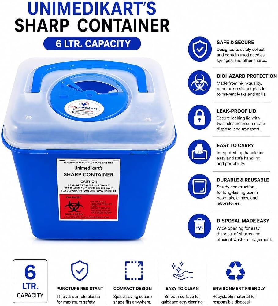 Disposable Sharp Container - Durable Plastic, Various Sizes Available , Square-shaped , Sterilized For Safe Chemical Waste Disposal