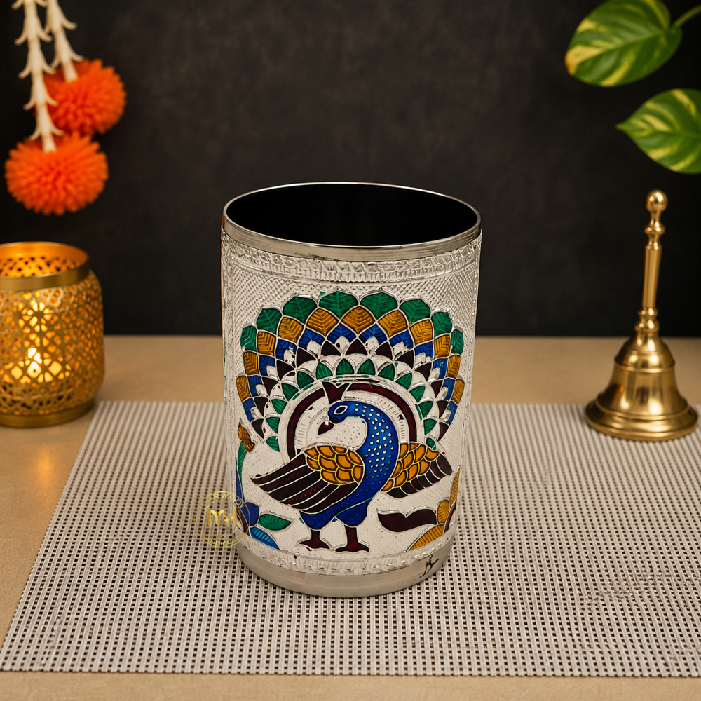 Antique Design Stainless Steel Meenakari Drinking Water Glass for return gift and Decoration