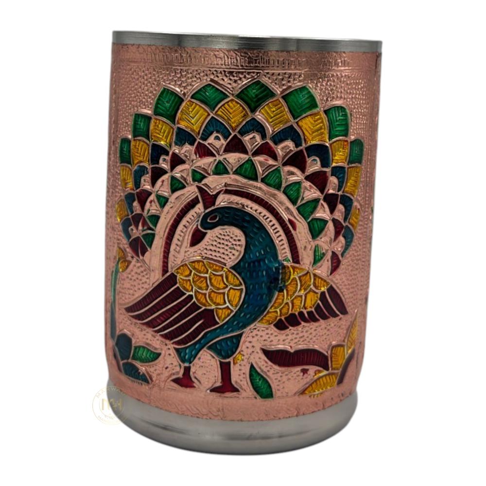 Antique Design Stainless Steel Meenakari Drinking Water Glass for return gift and Decoration