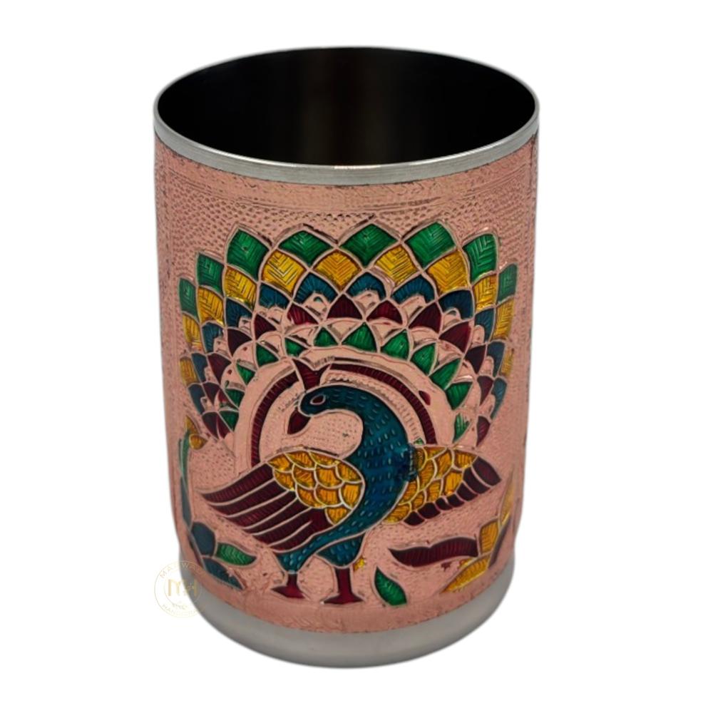 Antique Design Stainless Steel Meenakari Drinking Water Glass for return gift and Decoration