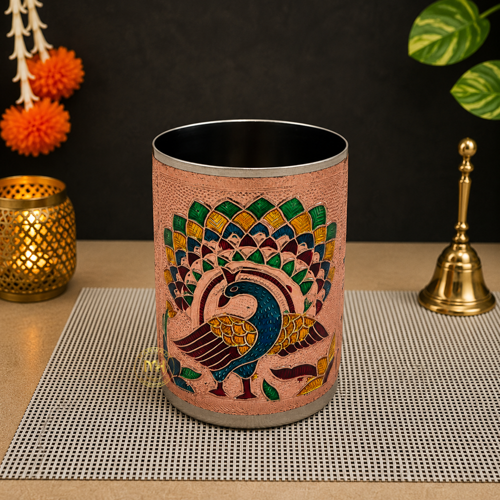 Antique Design Stainless Steel Meenakari Drinking Water Glass for return gift and Decoration