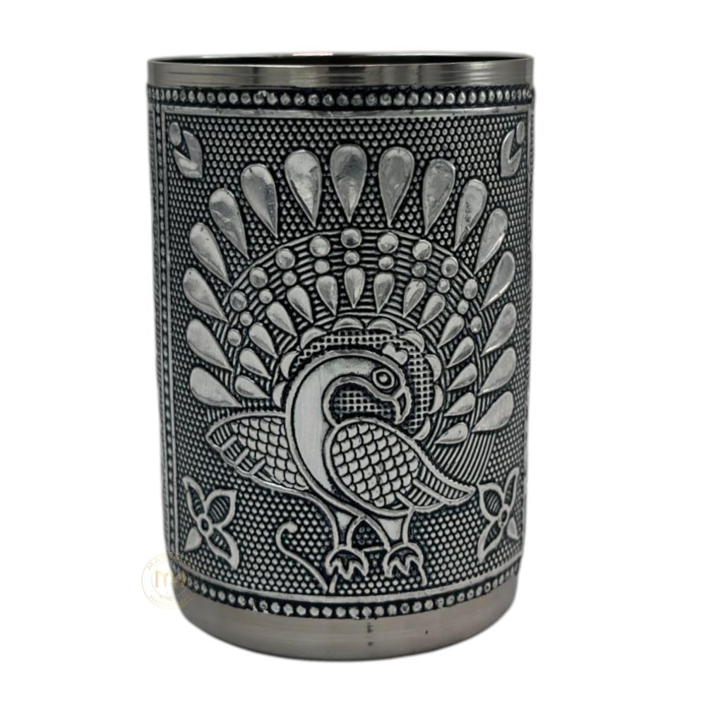 Antique Design Stainless Steel Meenakari Drinking Water Glass for return gift and Decoration