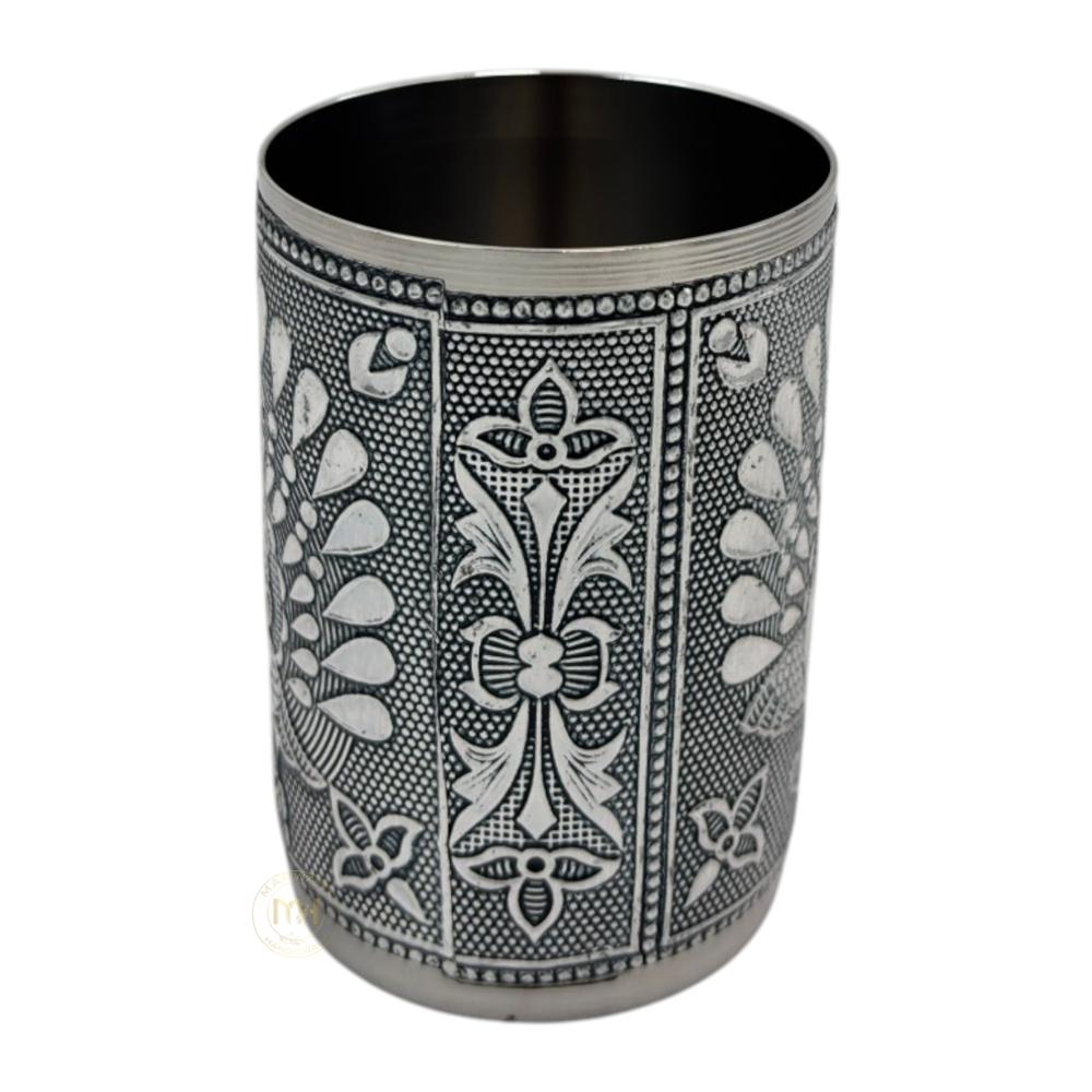 Antique Design Stainless Steel Meenakari Drinking Water Glass for return gift and Decoration