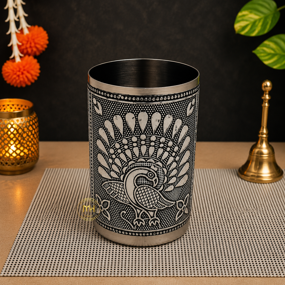 Antique Design Stainless Steel Meenakari Drinking Water Glass for return gift and Decoration
