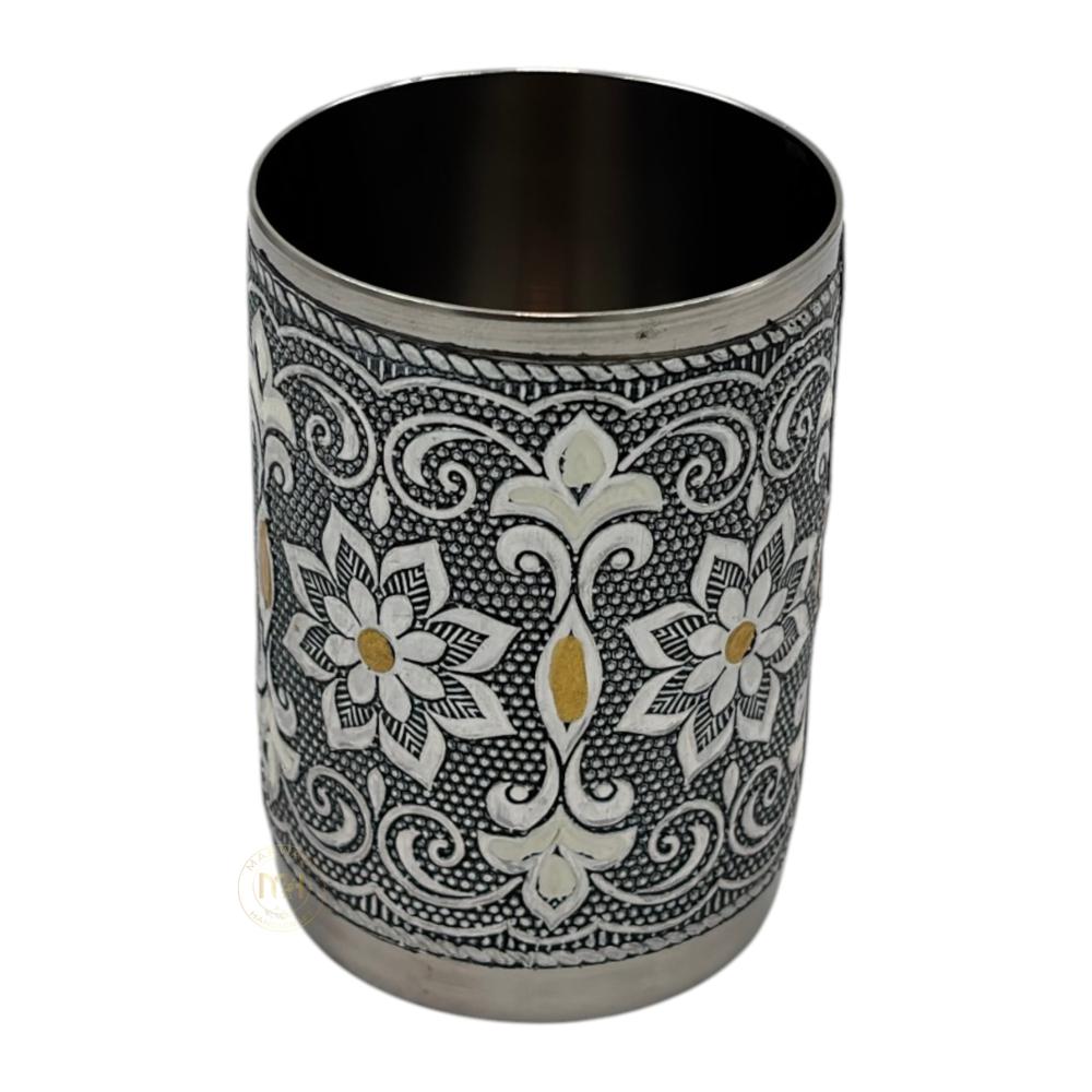 Meenakari SS Drinking Water Glass for return gift and Decoration