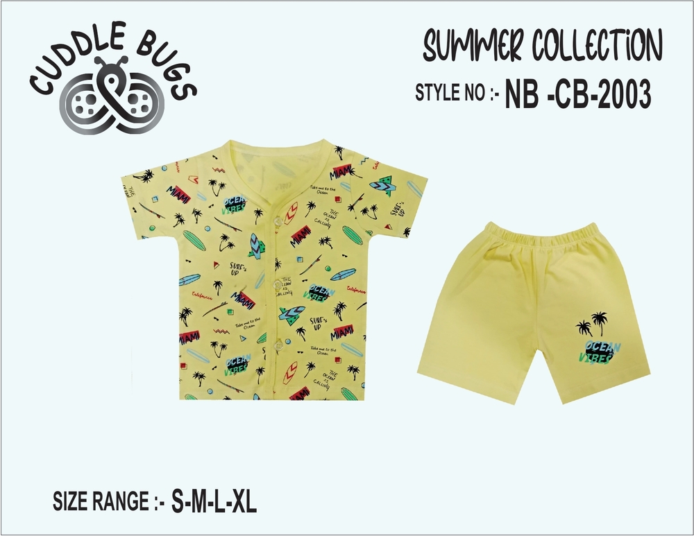 NBCB2003 Front Open Half Sleeve Printed T Shirt And Pant Set