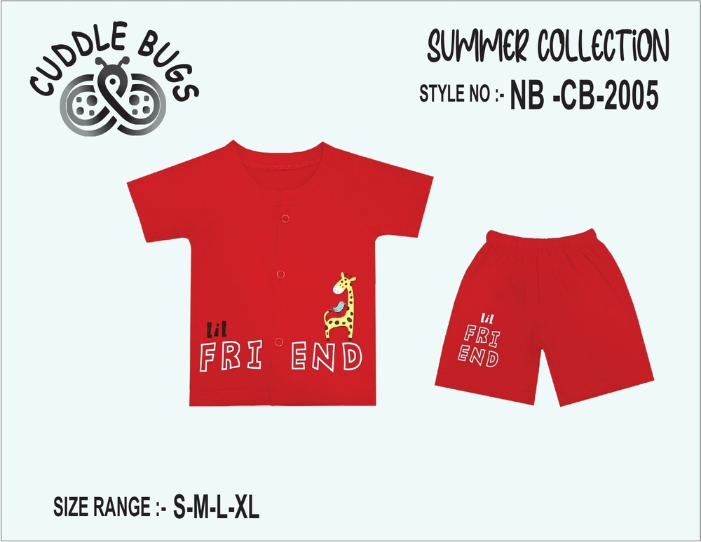 NBCB2005 Red Printed T Shirt And Pant Set