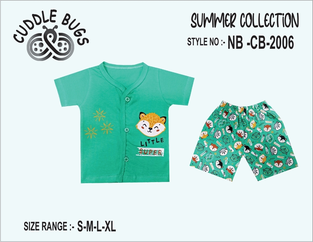 NBCB2006 Green Short Sleeved Front Open Baby T Shirt And Pant Set