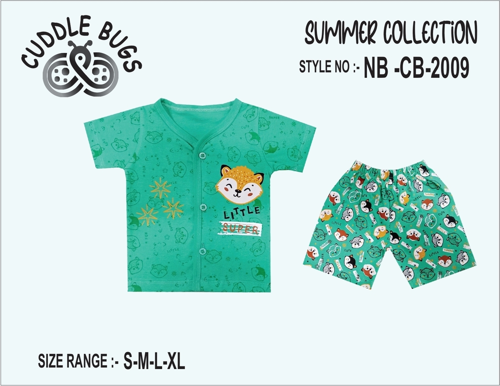 NBCB2009 Green Cotton Baby Summer Clothing Set