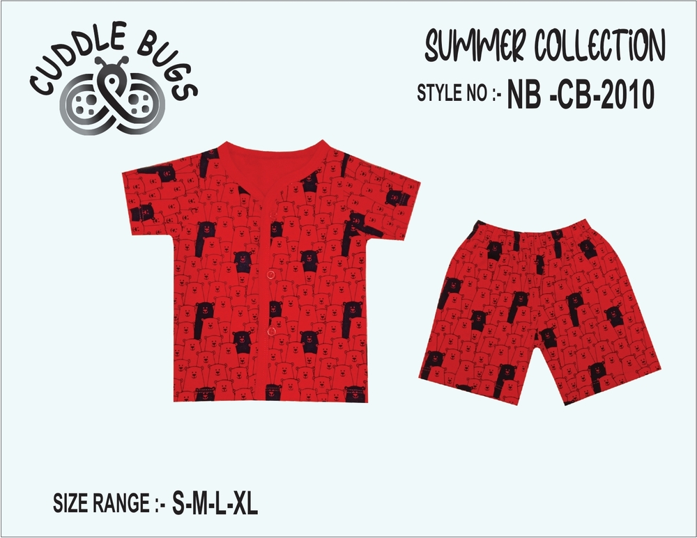 NBCB2010 Red Cotton Baby Summer Clothing Set