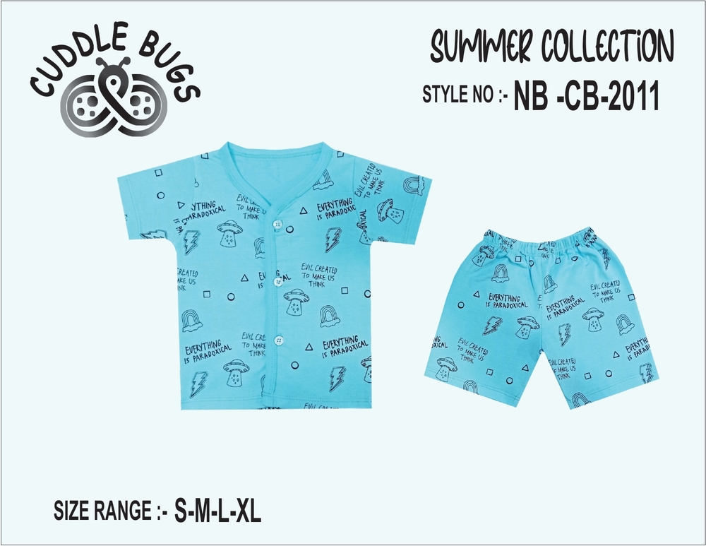 NBCB2011 Sky Blue Cotton Baby Summer Clothing Set