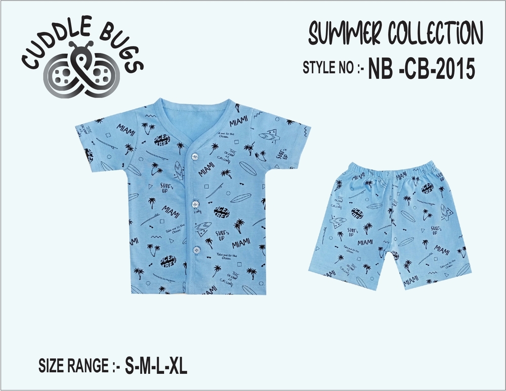NBCB2015 Light Blue Infant Front Open T Shirt And Pant Set