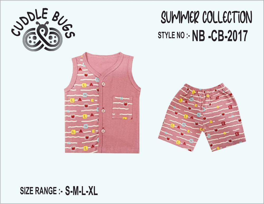 NBCB2017 Pink Sleeveless Cotton T Shirt And Pant Set