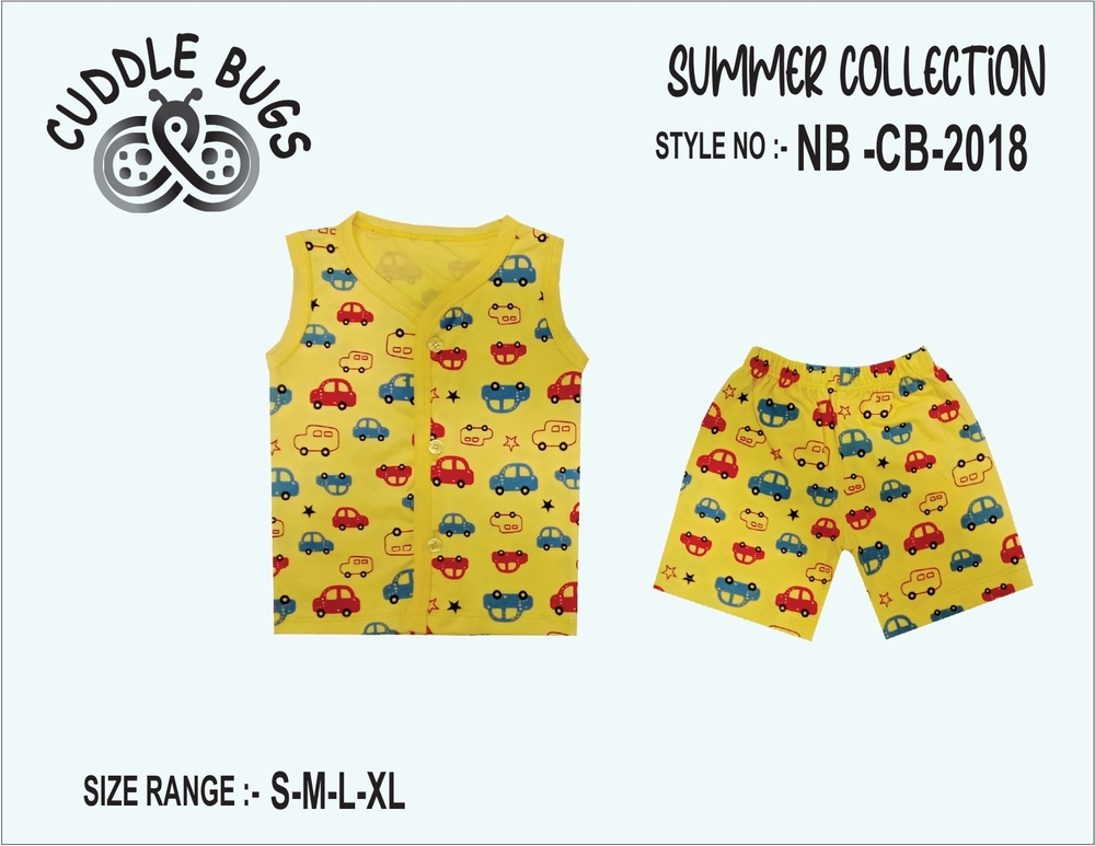 NBCB2018 Yellow Sleeveless Cotton T Shirt And Pant Set
