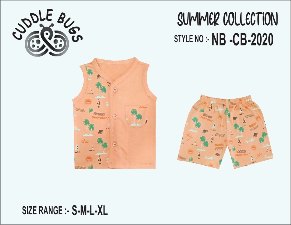 NBCB2020 Kids Orange Sleeveless Cotton T Shirt And Pant Set