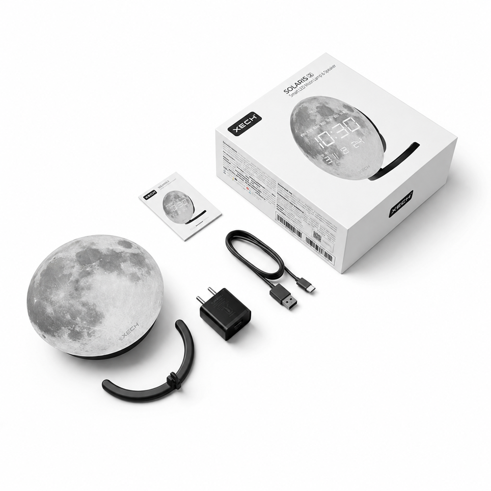 Solaris X Moon Digital Clock with Wireless Speaker