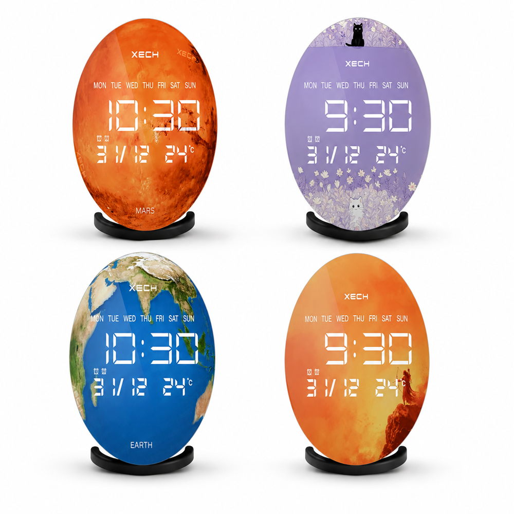 Solaris X Moon Digital Clock with Wireless Speaker