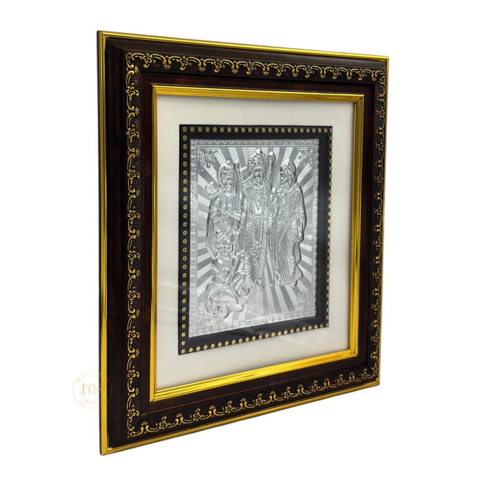 999 Silver Wooden Photo Frame Of God Ram Darbar For Gifting And Decoration