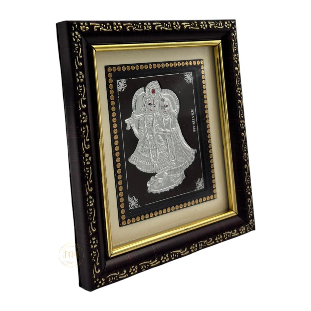 999 Silver Wooden Photo Frame of God Radha Krishna Ji for gifting and decoration