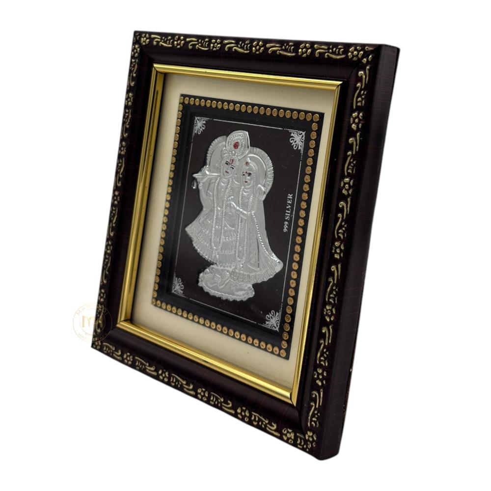 999 Silver Wooden Photo Frame of God Radha Krishna Ji for gifting and decoration