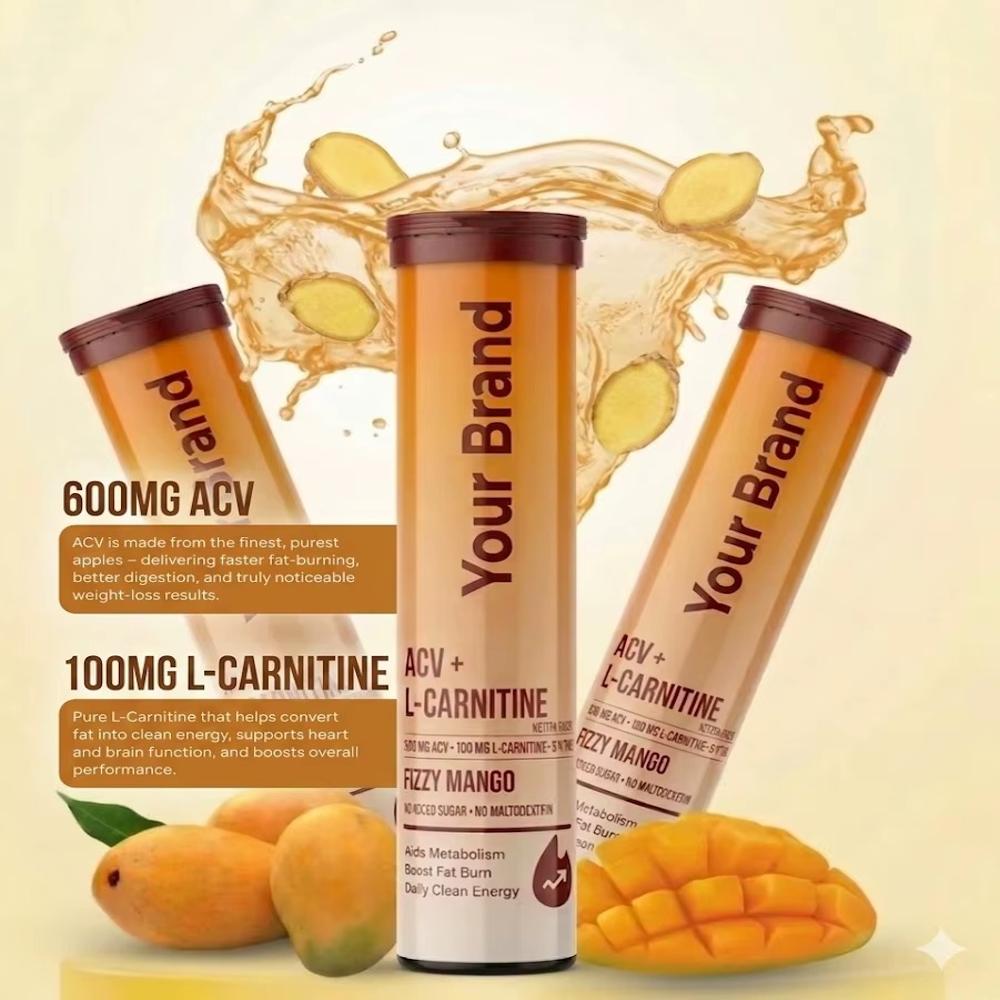Apple Cider Vinegar & L-Carnitine Effervescent Tablets Mango Flavor