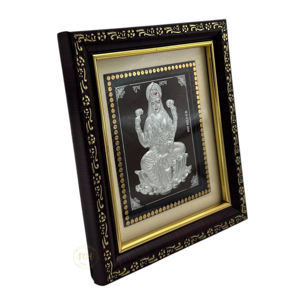 999 Silver Wooden Photo Frame of God Laxmi Ji for gifting and decoration