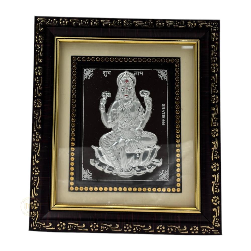 999 Silver Wooden Photo Frame of God Laxmi Ji for gifting and decoration