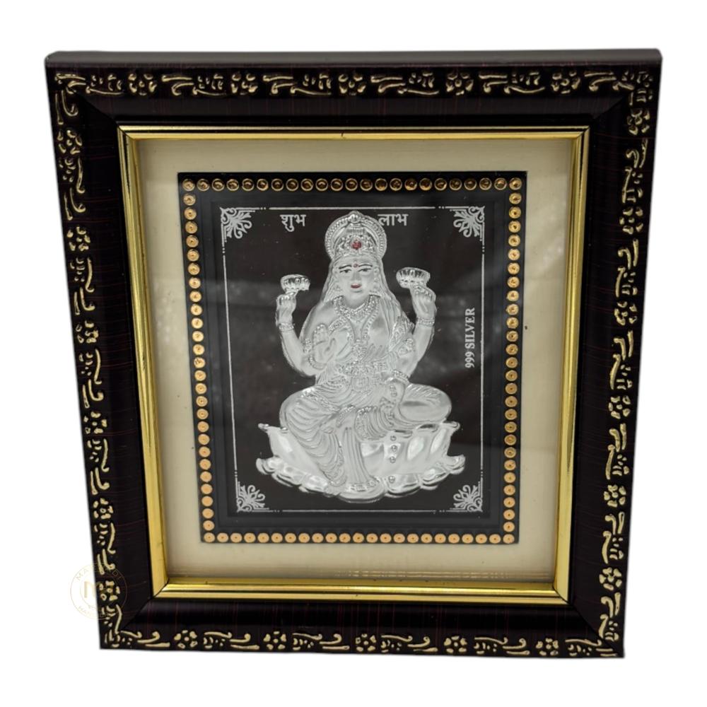 999 Silver Wooden Photo Frame of God Laxmi Ji for gifting and decoration
