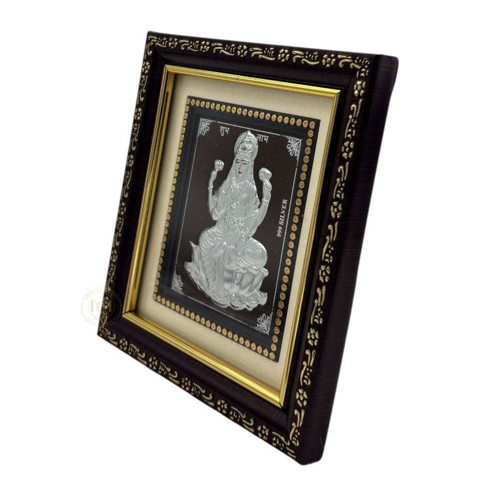 999 Silver Wooden Photo Frame of God Laxmi Ji for gifting and decoration