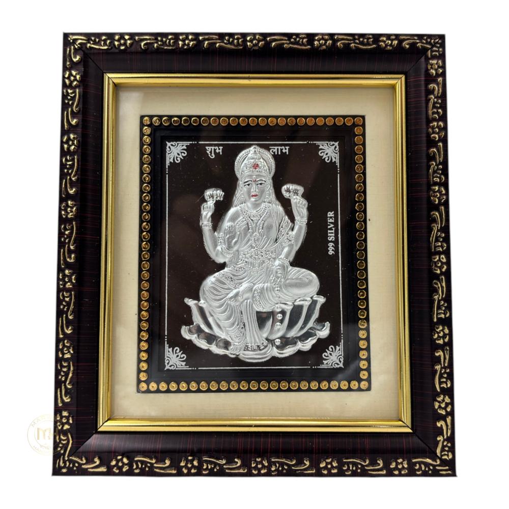 999 Silver Wooden Photo Frame of God Laxmi Ji for gifting and decoration