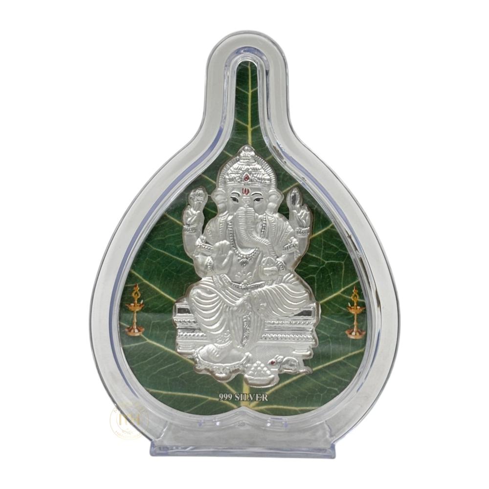 999 Silver Photo Frame Stand Of God Ganesh Ji For Gifting And Decoration