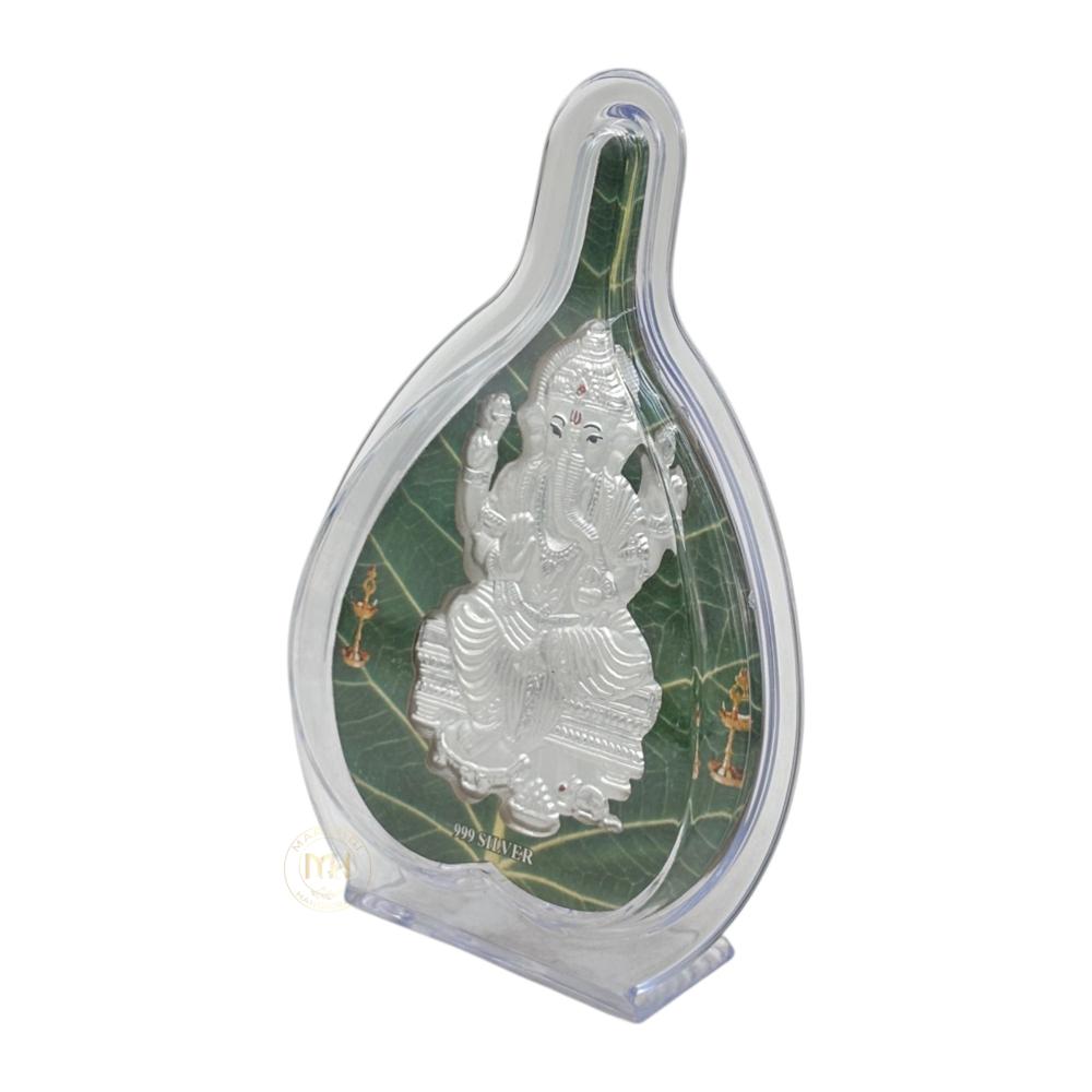 999 Silver Photo Frame Stand Of God Ganesh Ji For Gifting And Decoration