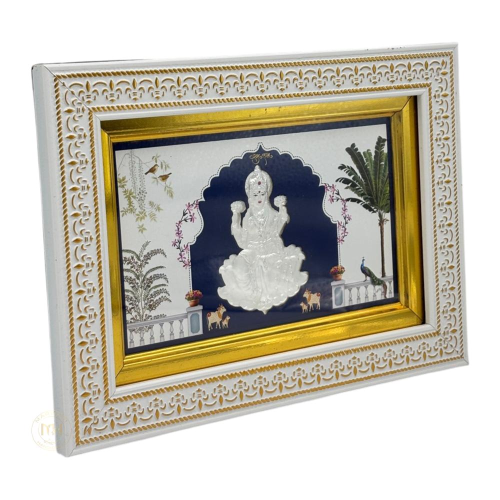 999 Silver Photo Frame Stand Of God Laxmi Ji For Gifting And Decoration