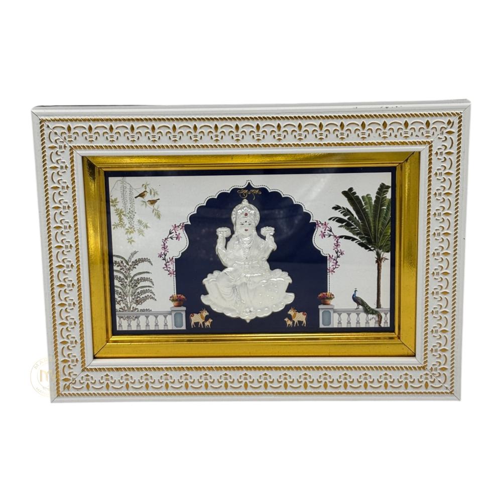 999 Silver Photo Frame Stand Of God Laxmi Ji For Gifting And Decoration