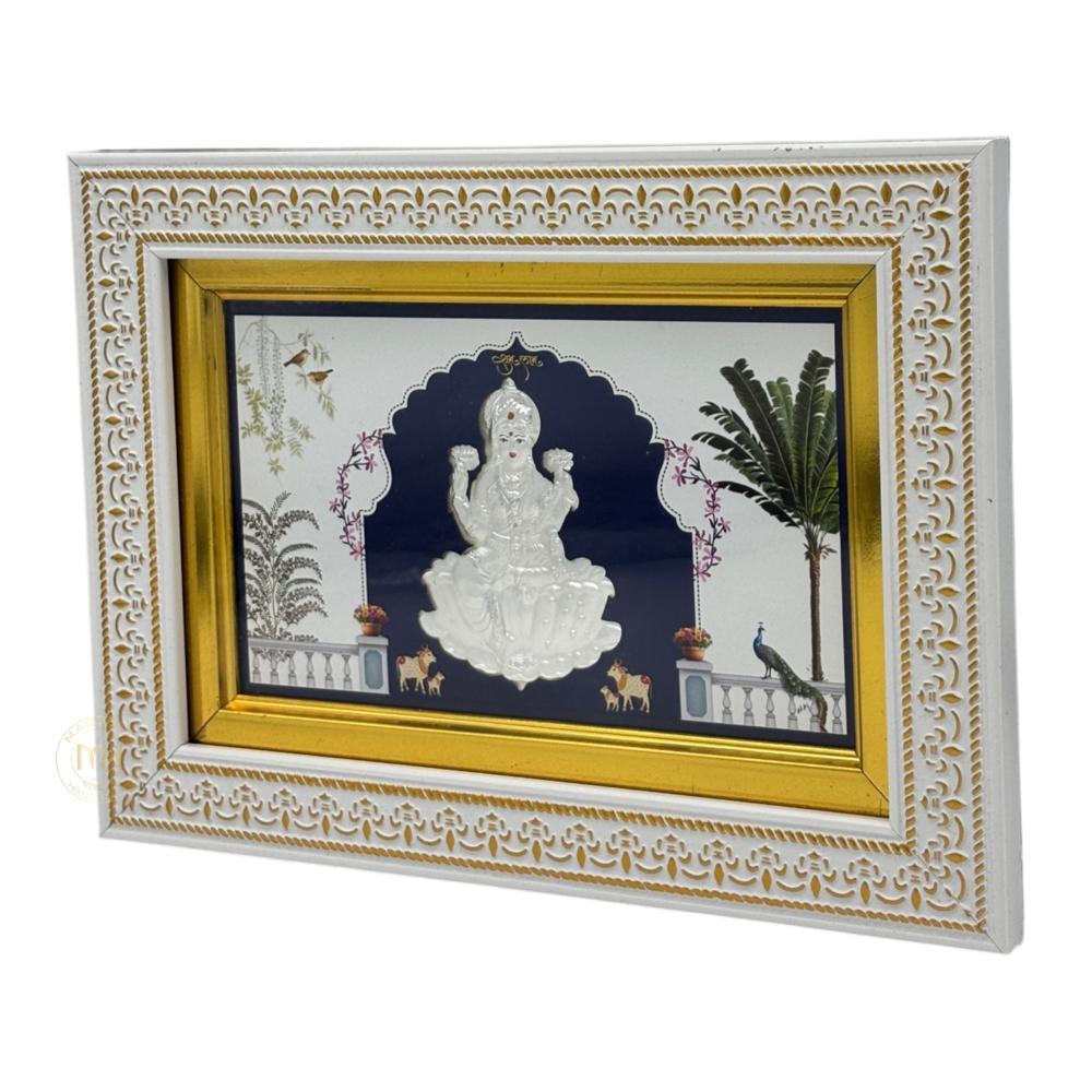 999 Silver Photo Frame Stand Of God Laxmi Ji For Gifting And Decoration