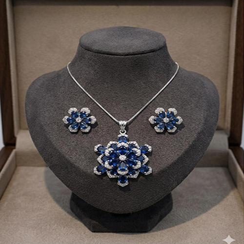 Ad Floral Pendant Set With Earrings