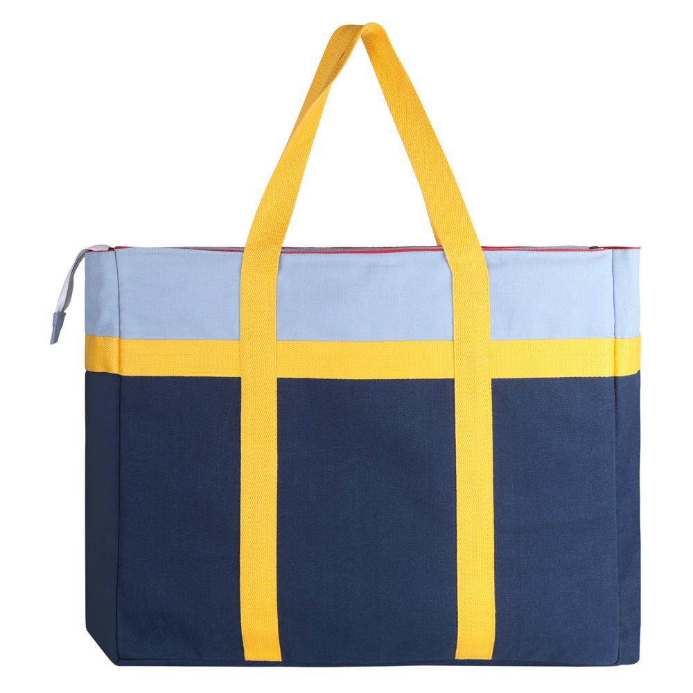 Color Block Pocket Tote Bag
